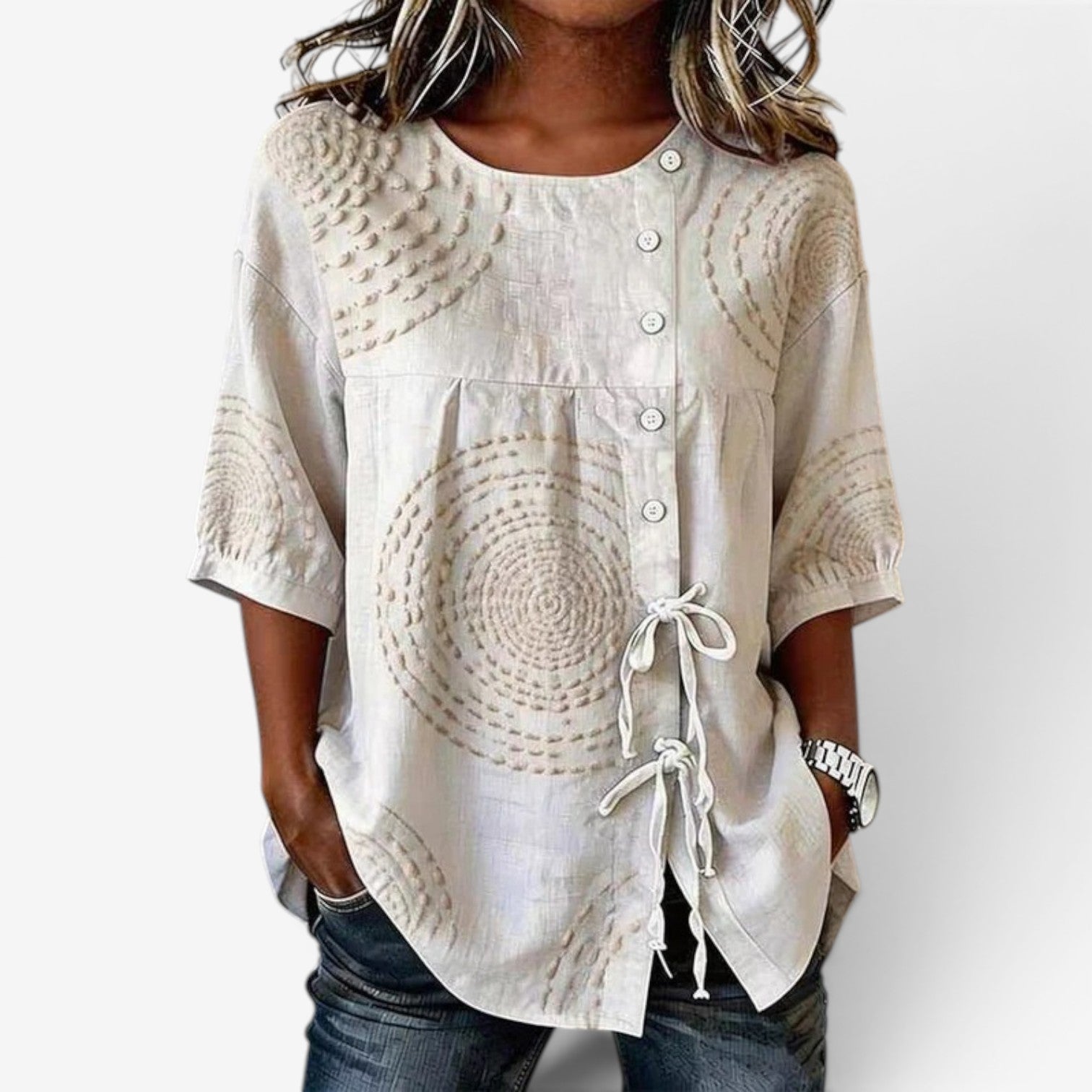 Melena™ Blusa ricamata in lino
