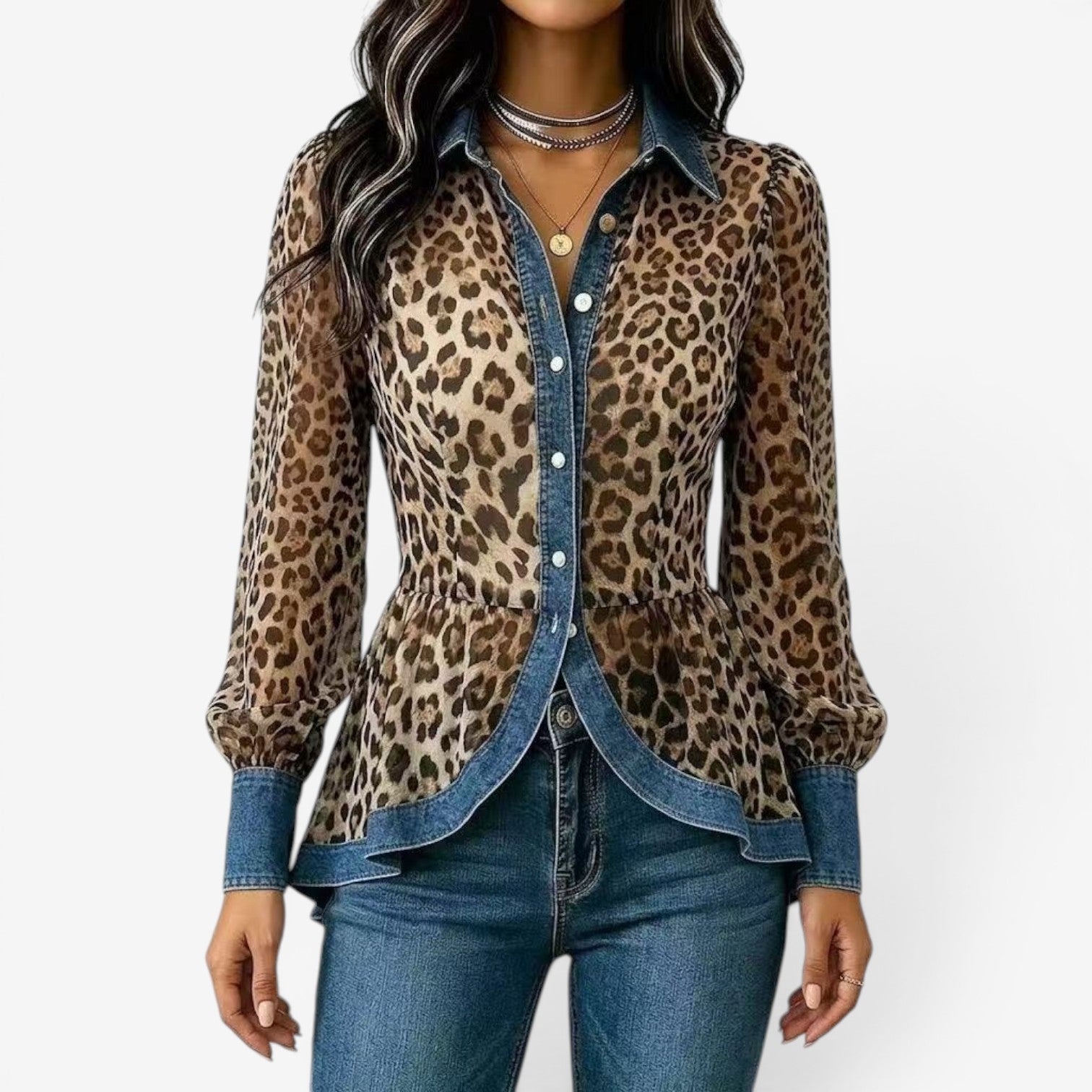 Lorie™ Camicia peplum maculata