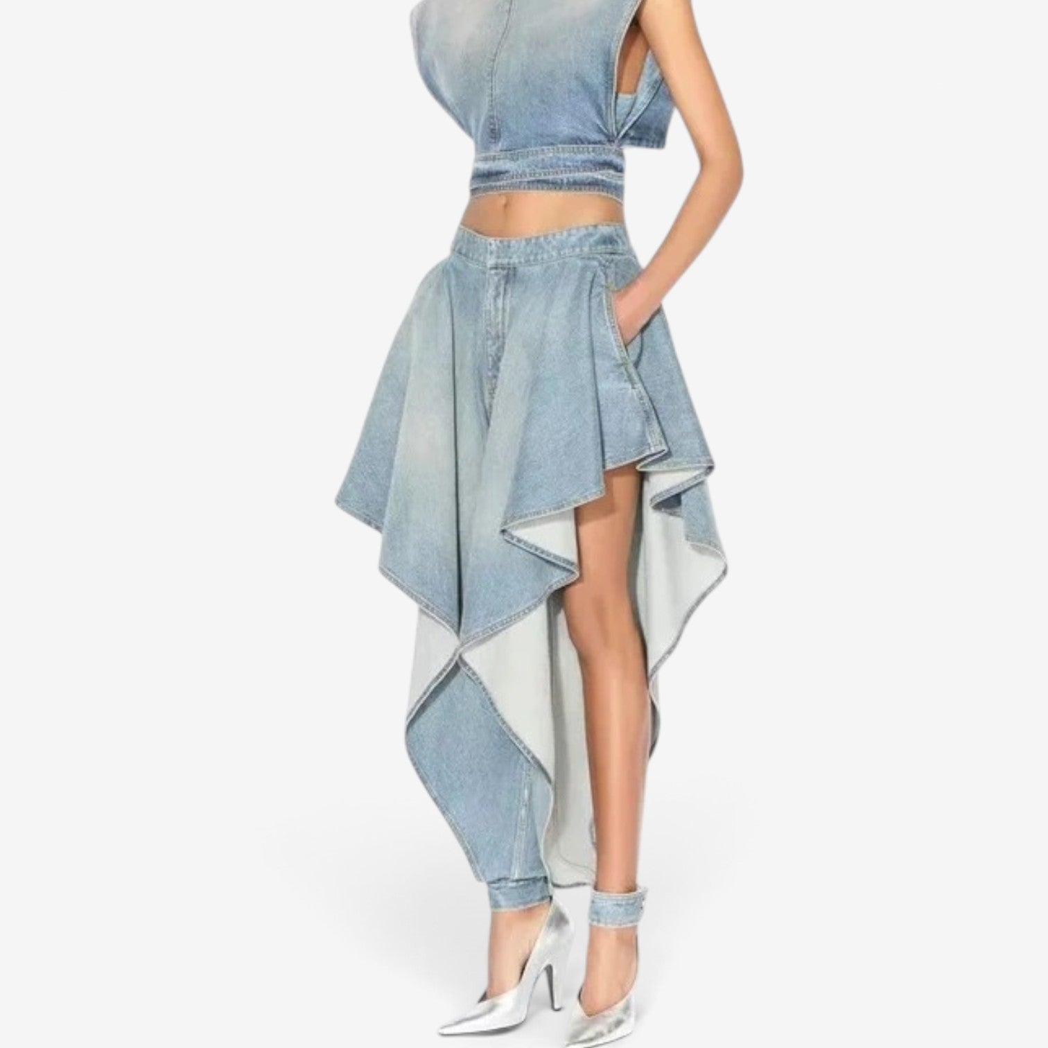 Vaine™ Gonna in denim asimmetrica