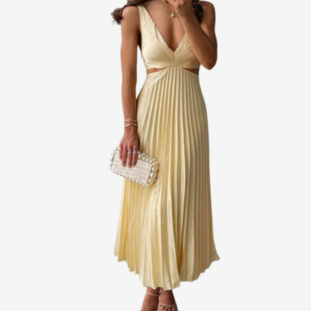Vivienne™ Abito da sera midi plissettato con schiena scoperta