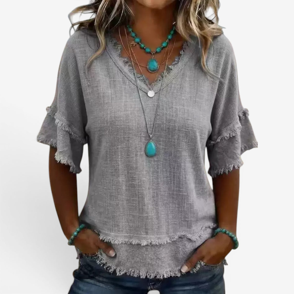 Maritoni™ Blusa a tunica con frange