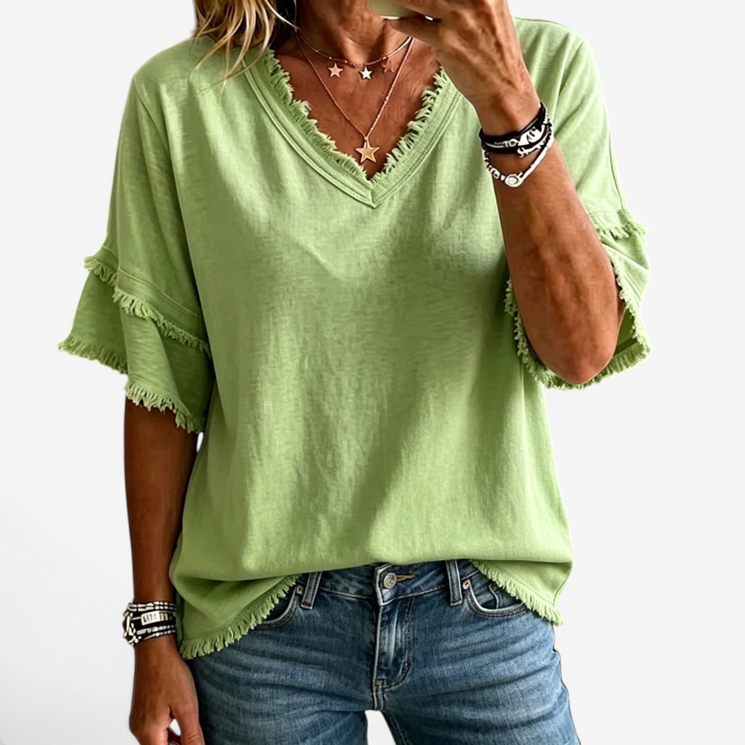 Maritoni™ Blusa a tunica con frange