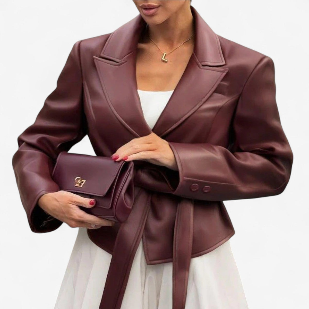 Fabienne™ Giacca in pelle con cintura