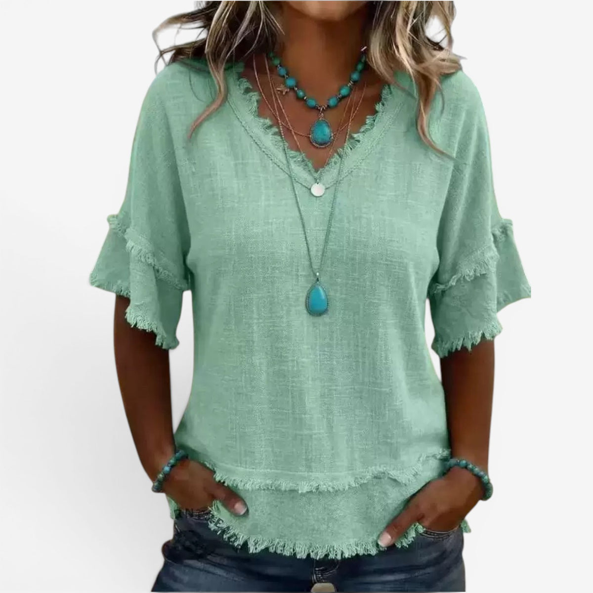 Maritoni™ Blusa a tunica con frange