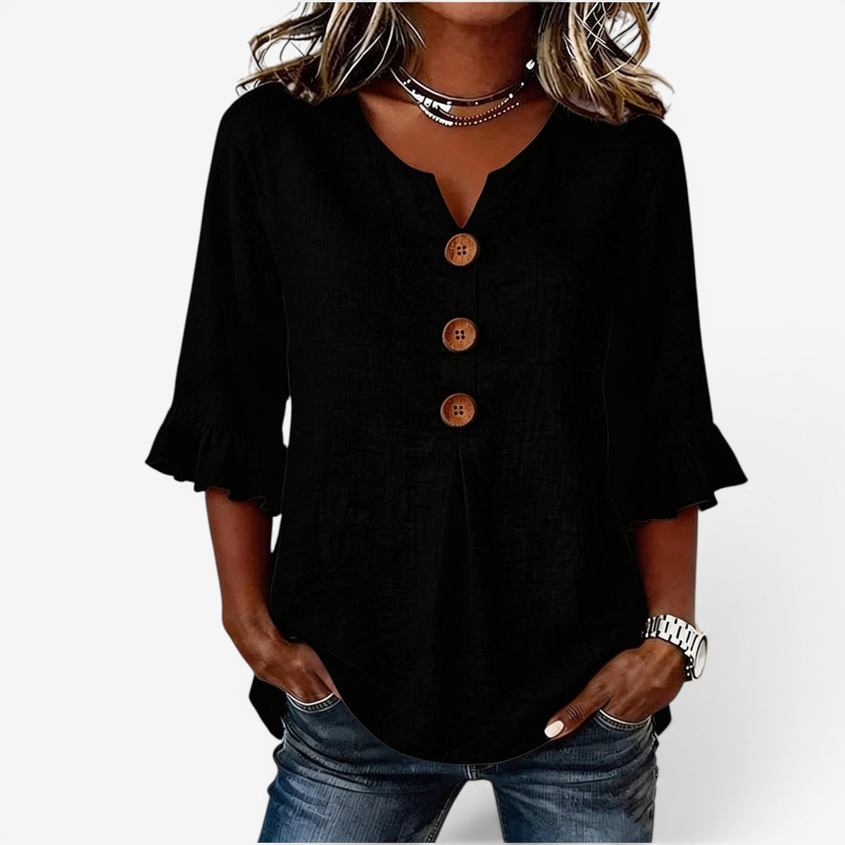 Amy™ Top scampanato con scollo a V