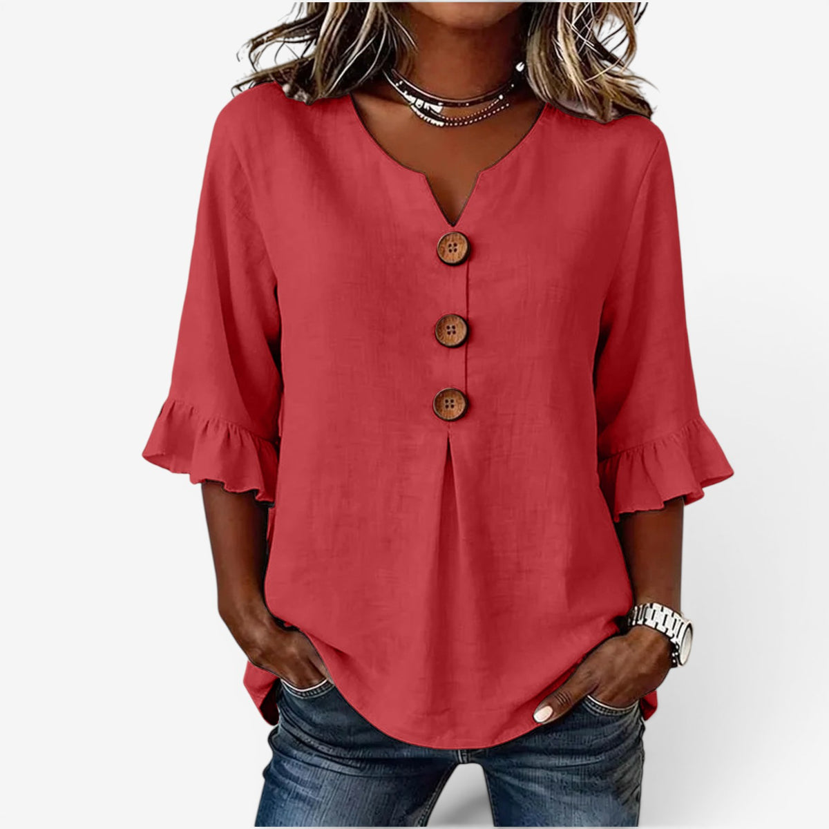 Amy™ Top scampanato con scollo a V