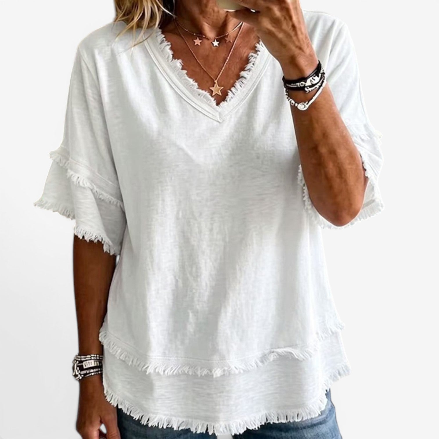 Maritoni™ Blusa a tunica con frange