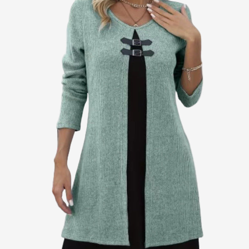 Elora™ Abito in maglia chic con contrasto