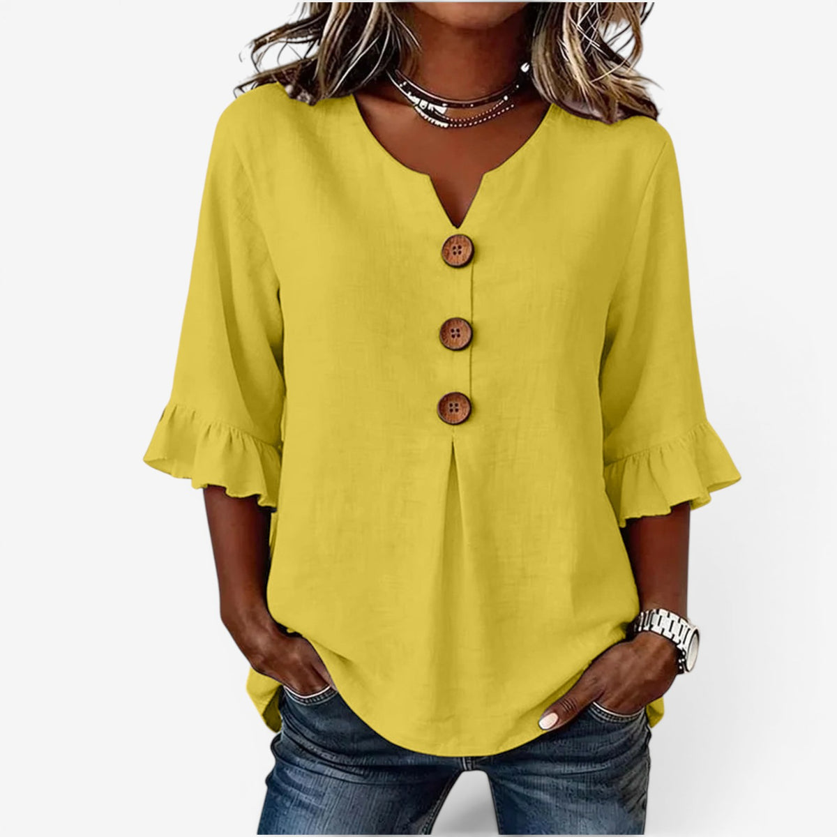 Amy™ Top scampanato con scollo a V