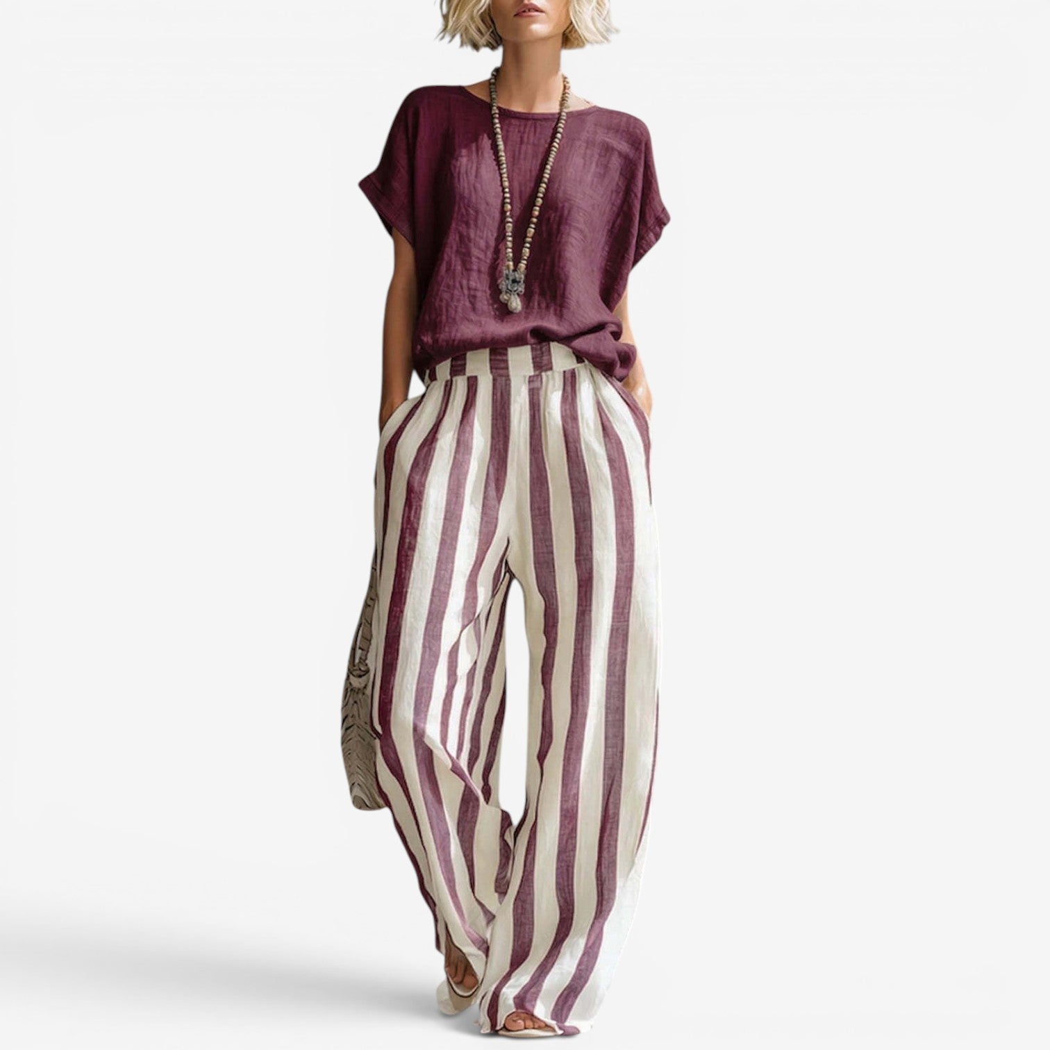 Charice™ Completo due pezzi in lino a righe