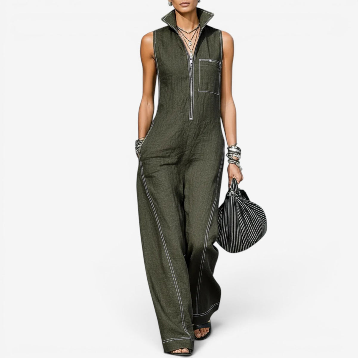 Tanya™ Jumpsuit senza maniche con zip