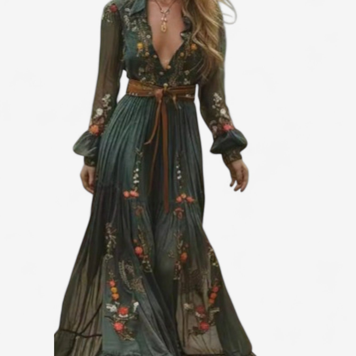 Rachel™ Abito lungo ricamato