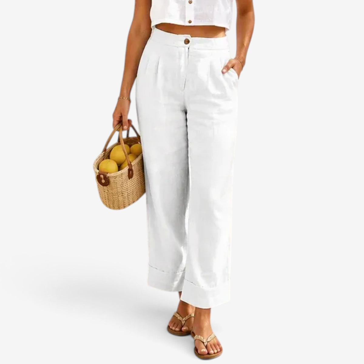 Cefira™ Pantaloni cropped in lino