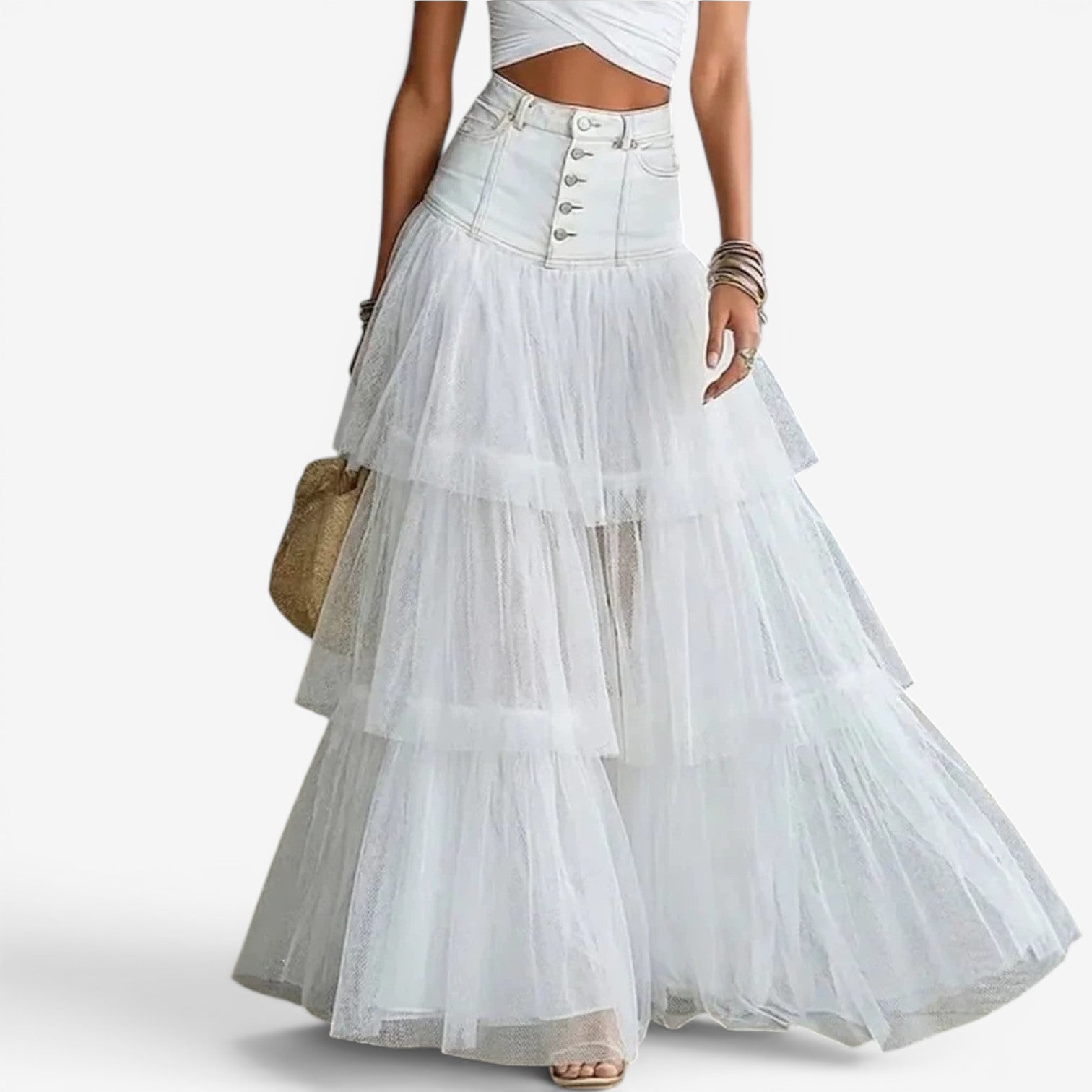 Yomi™ Gonna lunga a balze in tulle
