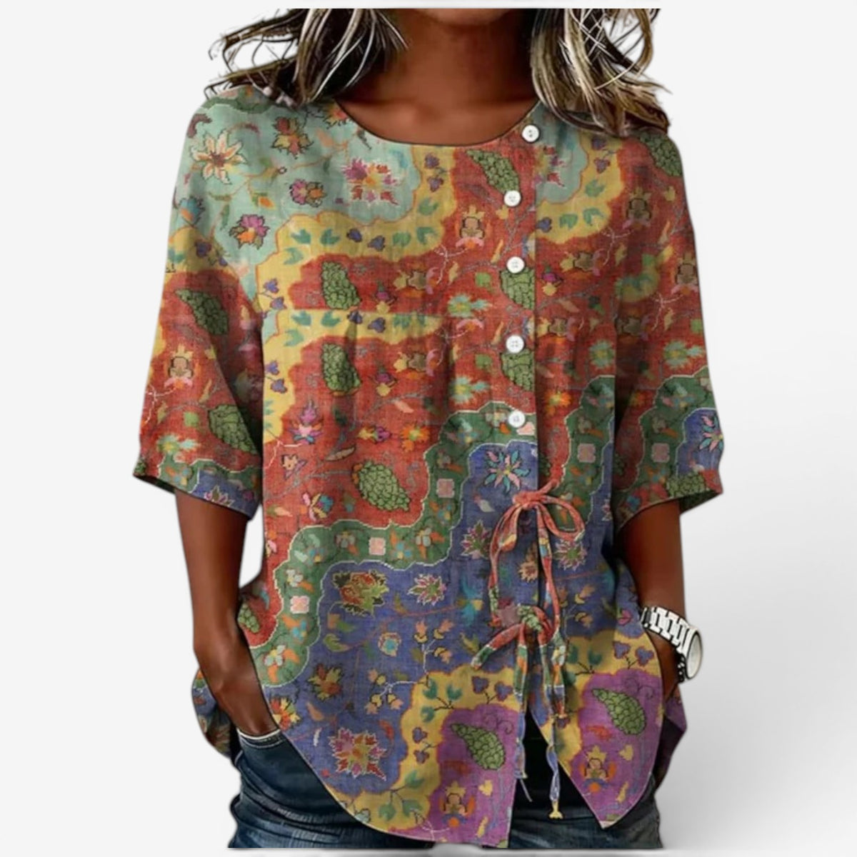 Melena™ Blusa ricamata in lino
