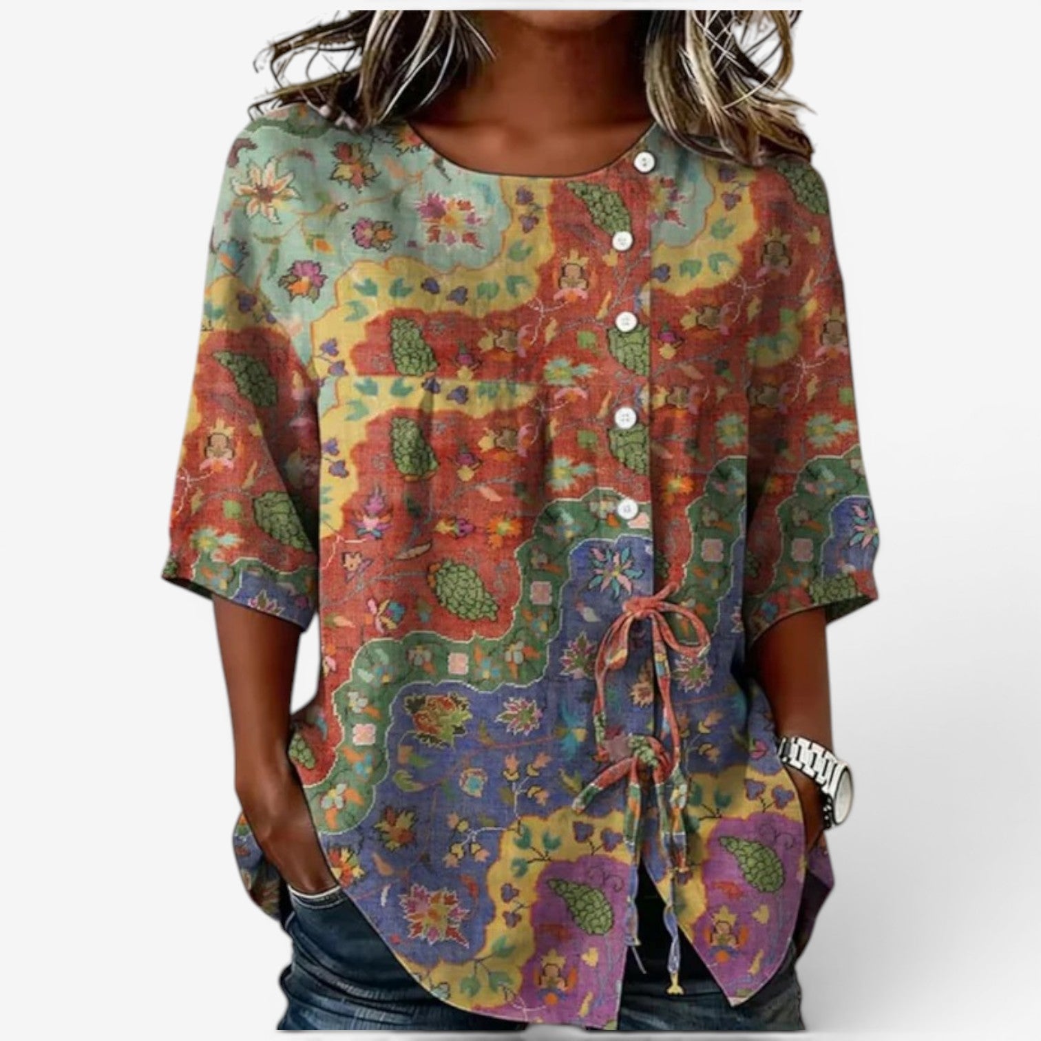 Melena™ Blusa ricamata in lino