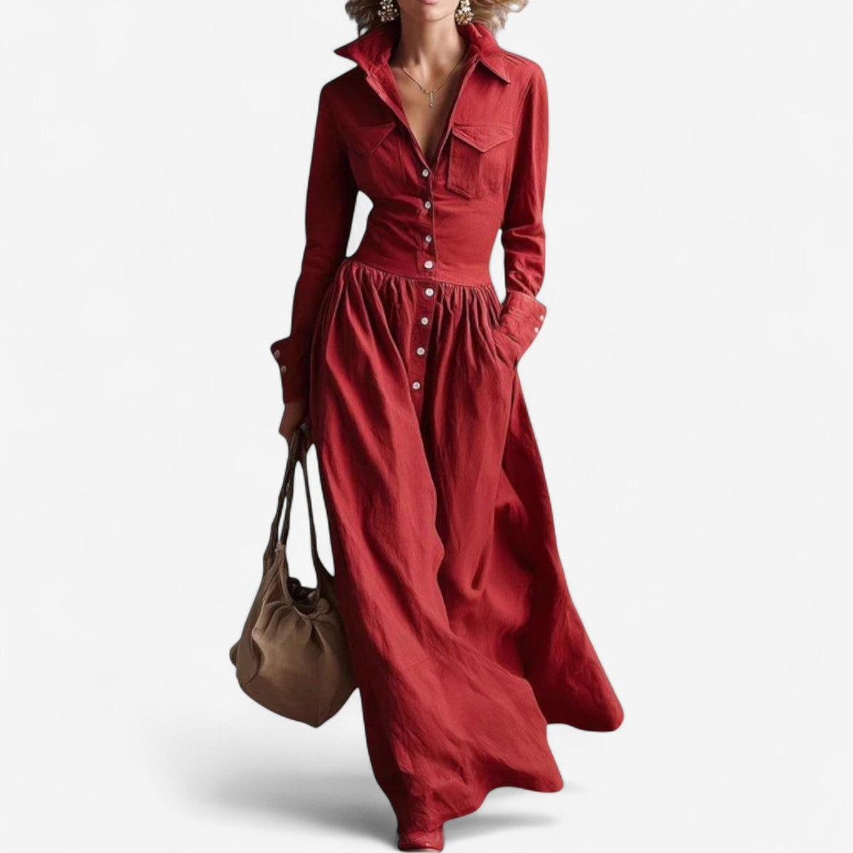 Janine™ Elegante abito con bottoni 
