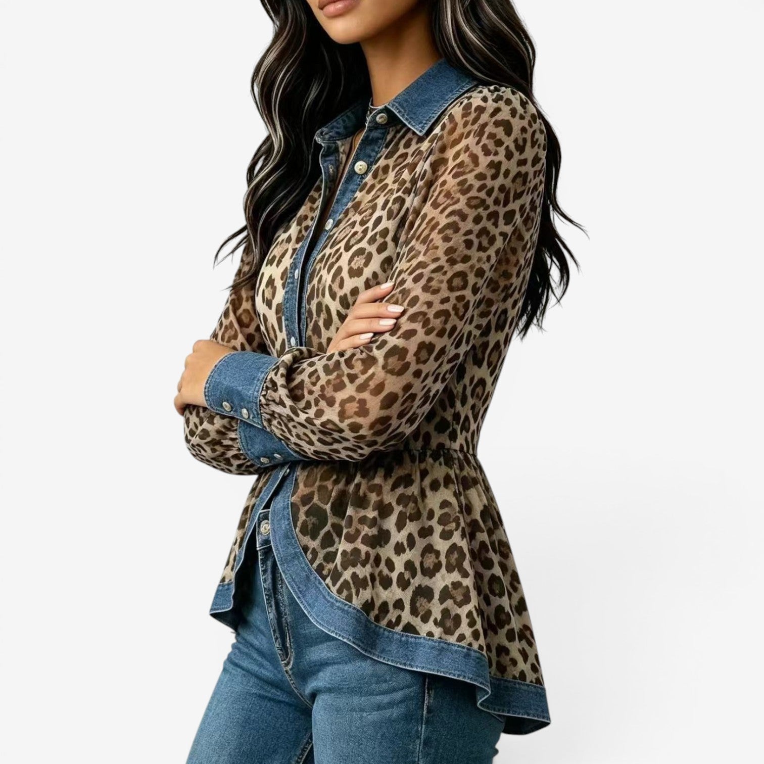 Lorie™ Camicia peplum maculata