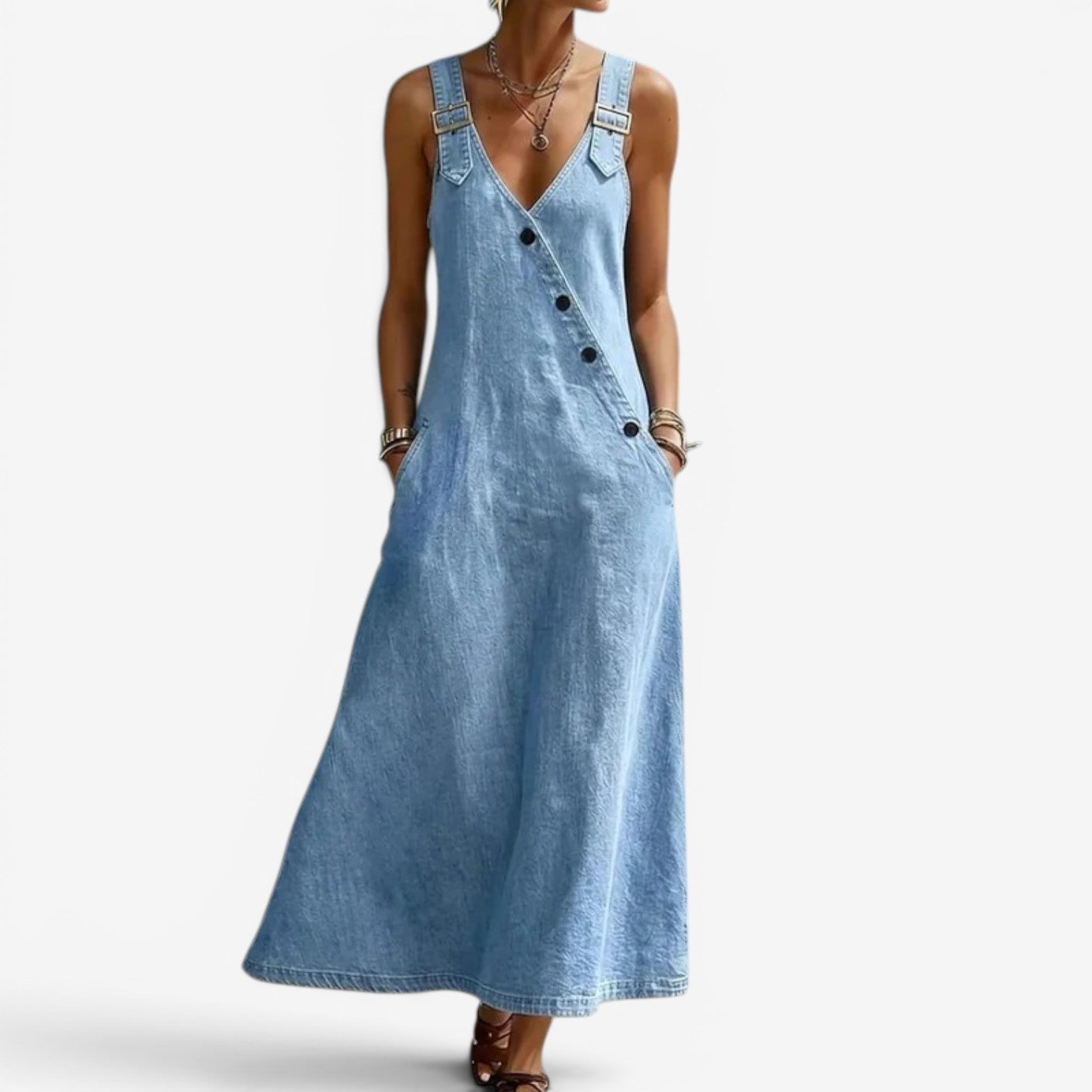 Ellen™ Abito lungo in denim stile