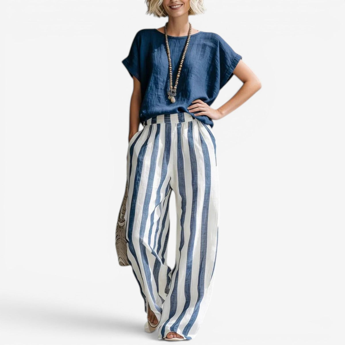 Charice™ Completo due pezzi in lino a righe