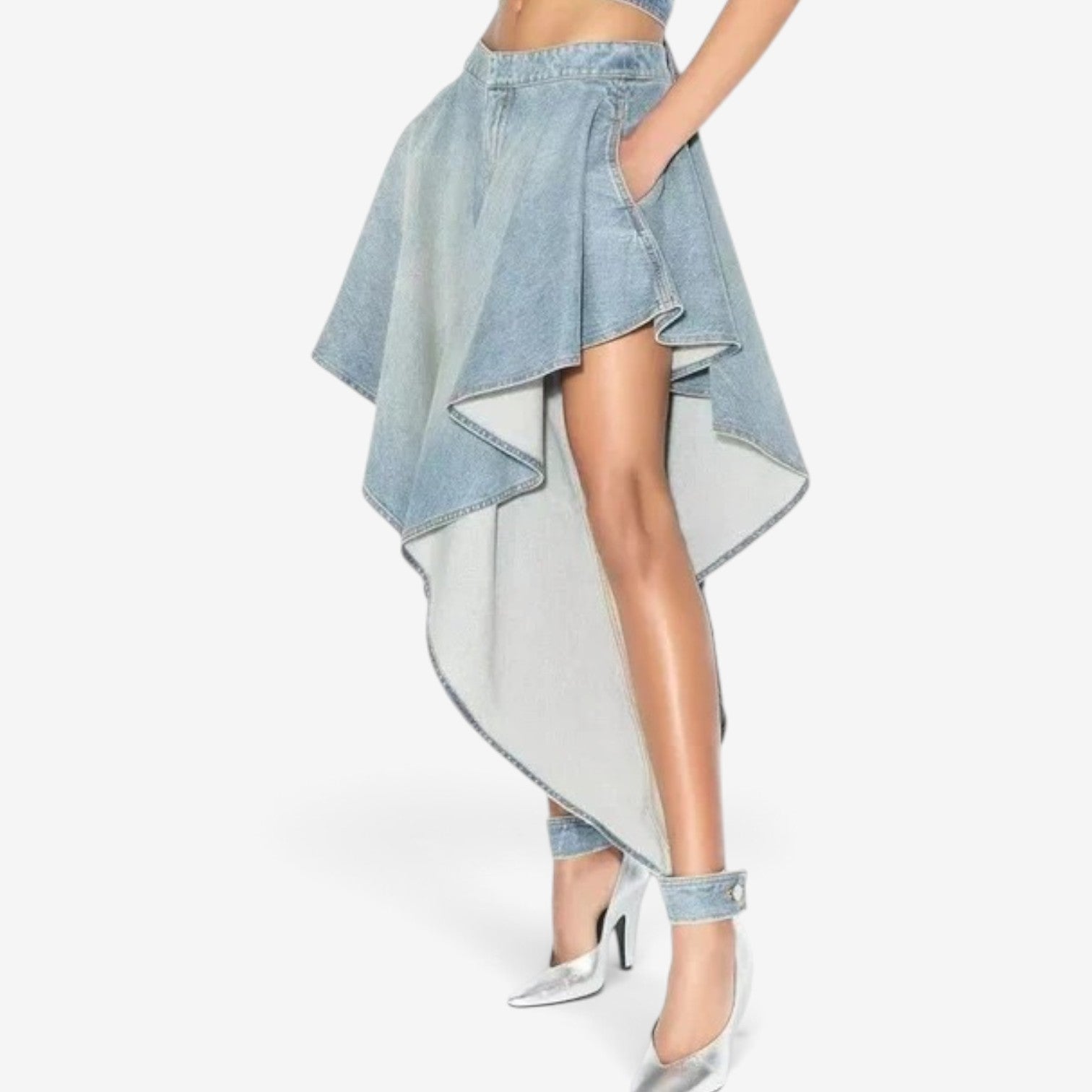 Vaine™ Gonna in denim asimmetrica