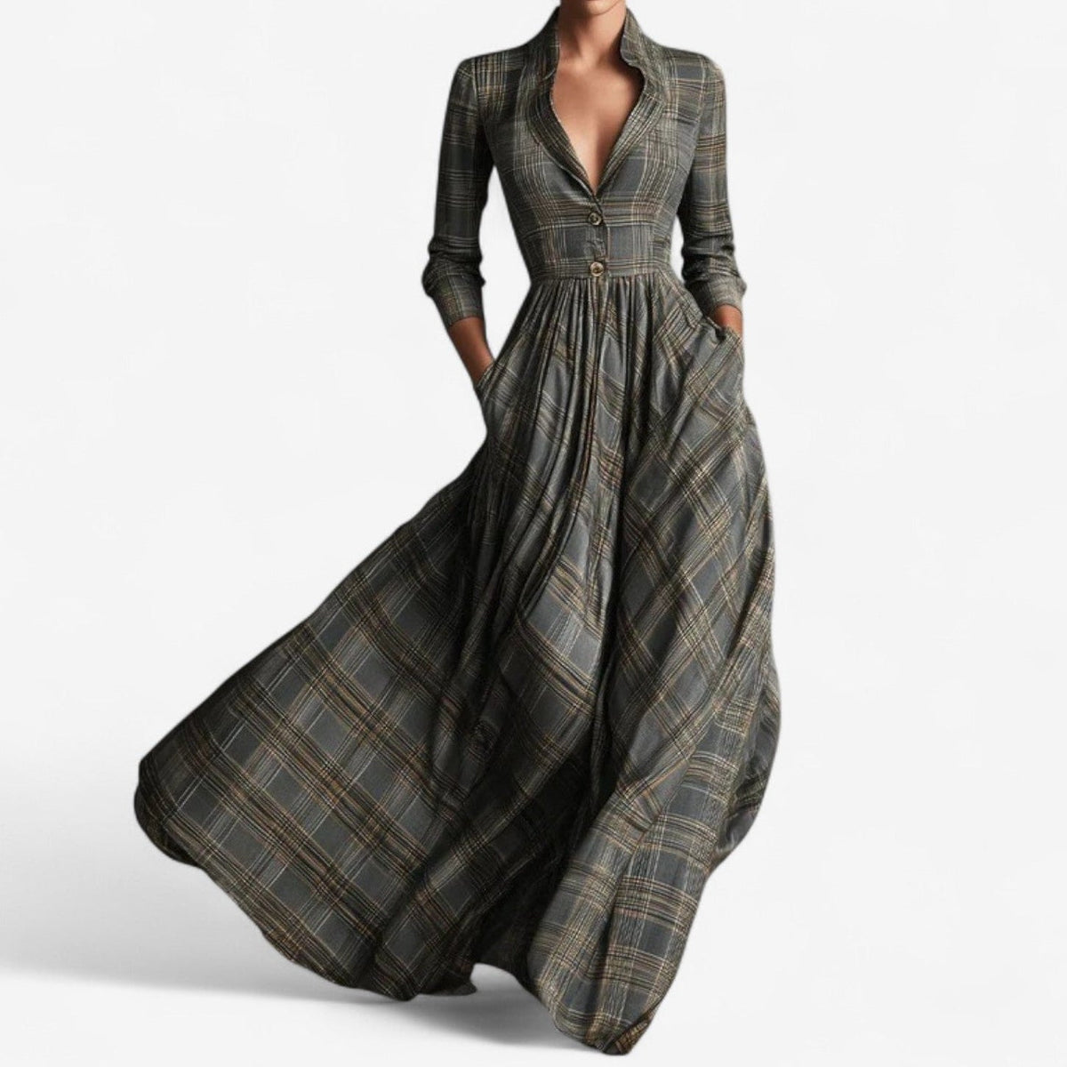 Laila™ Abito a quadri chic 