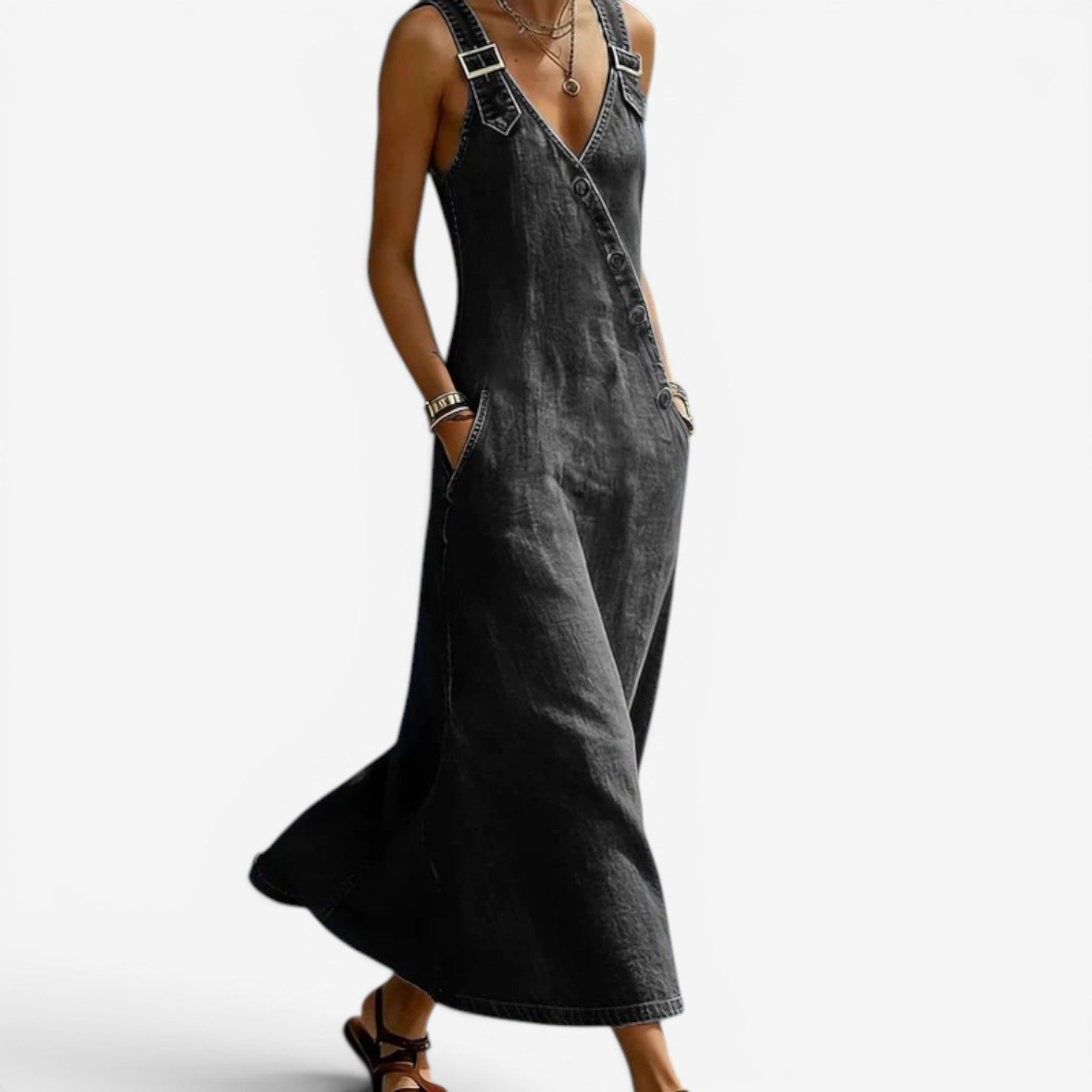 Ellen™ Abito lungo in denim stile