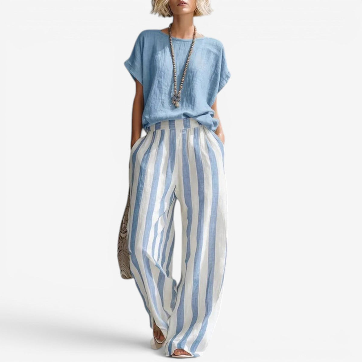 Charice™ Completo due pezzi in lino a righe