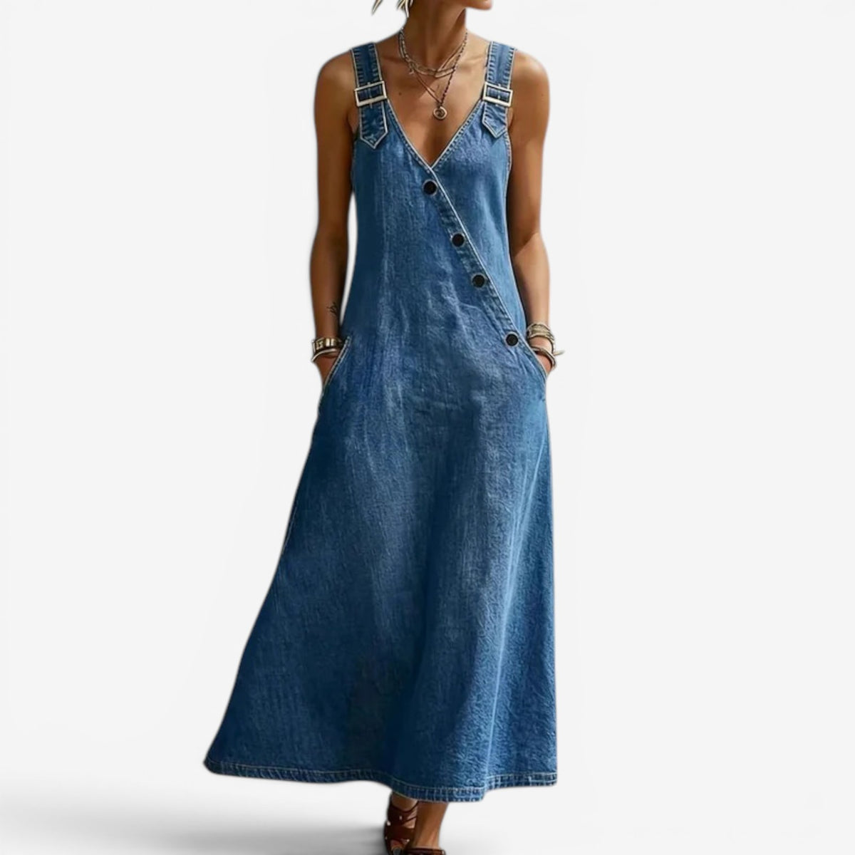 Ellen™ Abito lungo in denim stile