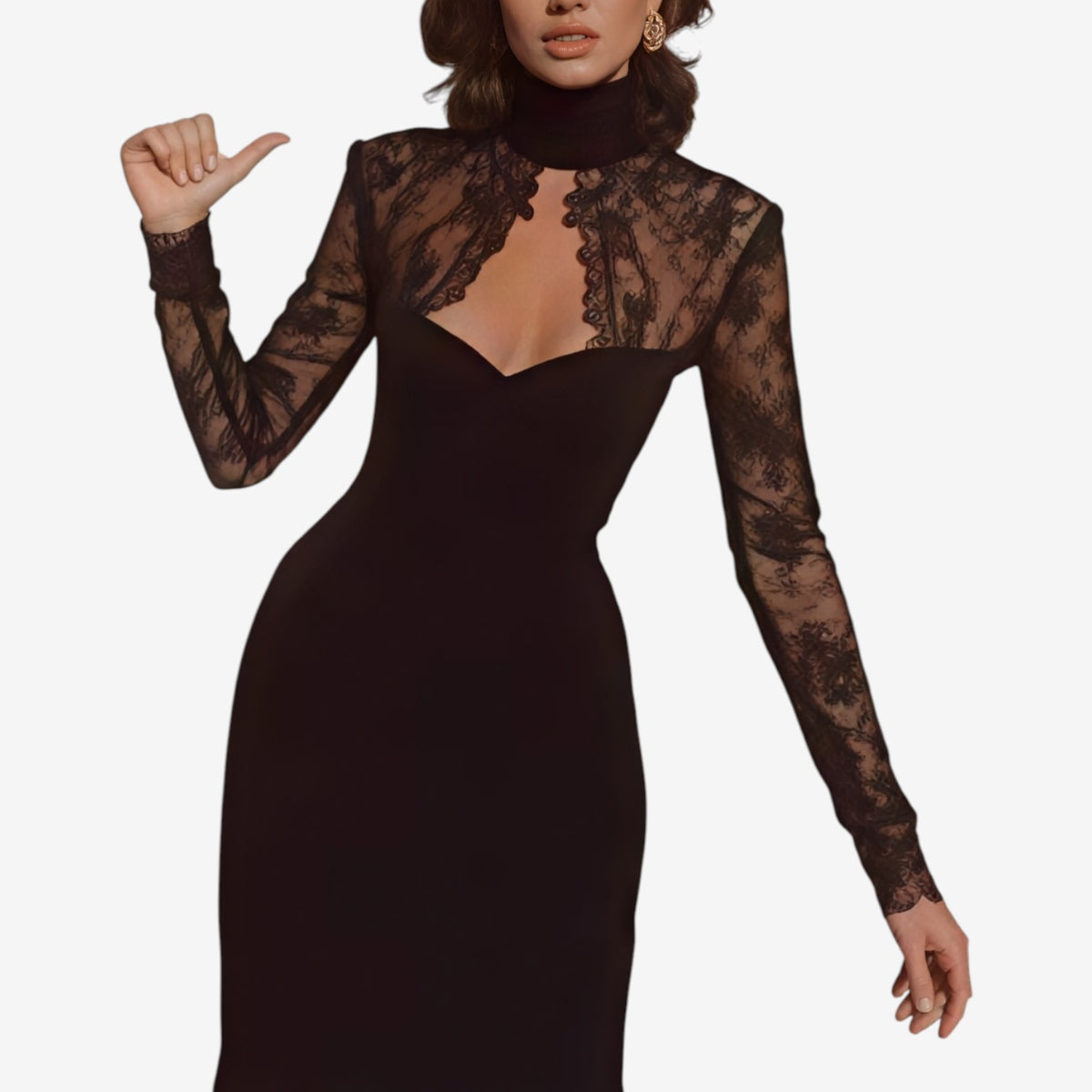 Salvacion™ Abito midi con pannelli in pizzo