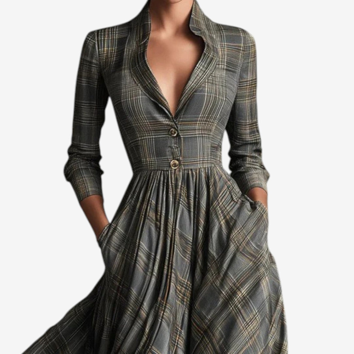 Laila™ Abito a quadri chic 