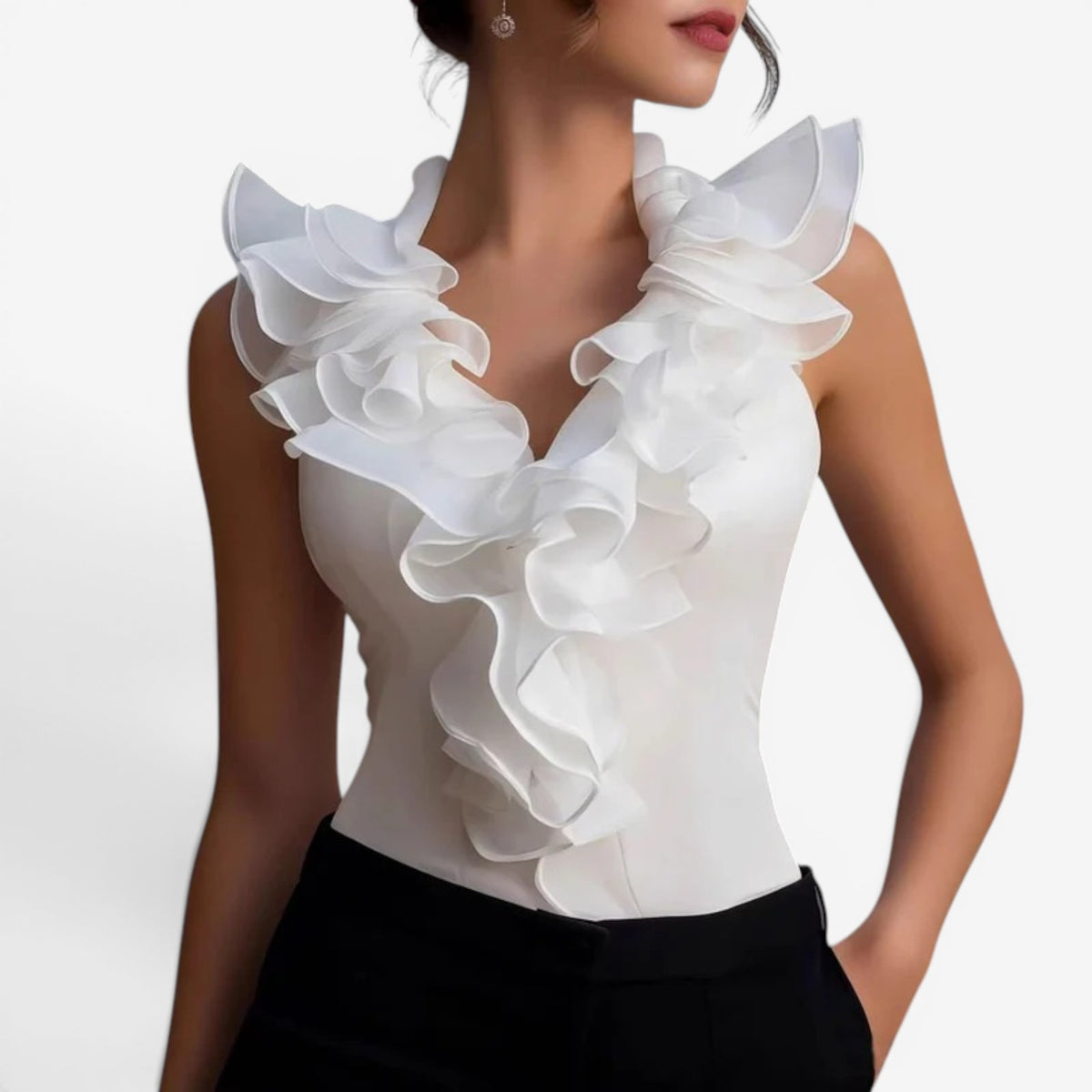 Lorraine™ Top elegante con volant